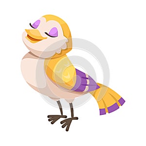 Singing Bird with Beak Enjoy Spring Vector Illustration