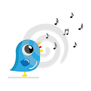 Singing bird flat vector