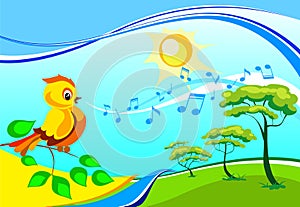 Singing birdy on a branch