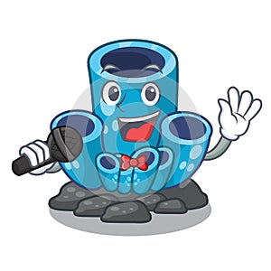 Singing blue sponge coral isolated the mascot