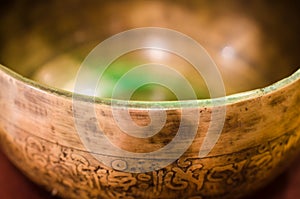 Singing Bowl on a Pillow close-up view