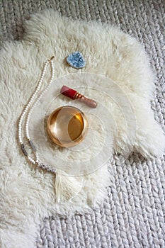 Energy Healing Tools on a White Rug