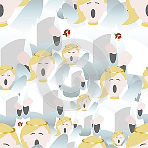 Singing christmas angel seamless background