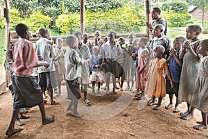 Singing and dancing children in Africa