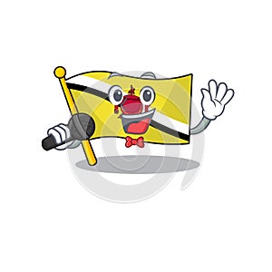 Singing flag brunei darussalam isolated with mascot