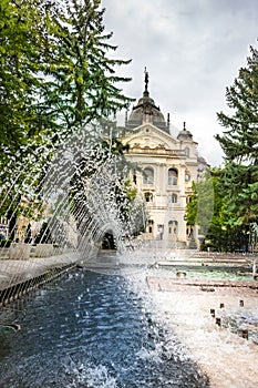 Singing fountain in front of State Theatre at Main square in Kosice SLOVAKIA