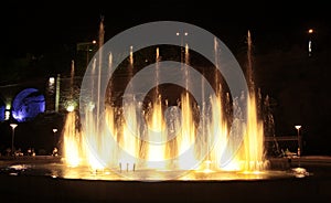 Singing fountain at Rike square Tbilisi at night