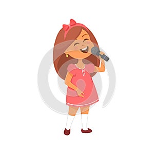 Singing girl in pink dress