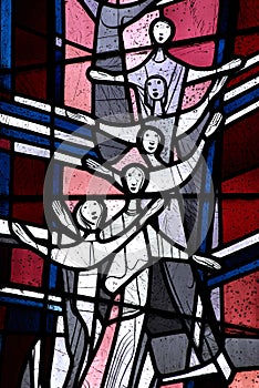 Singing ladies in stained glass