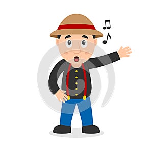 Singing Male Farmer Cartoon Character