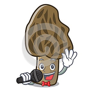 Singing morel mushroom mascot cartoon