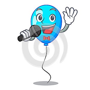 Singing Party balloon blue mascot the isolated