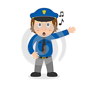 Singing Policewoman Cartoon Character photo