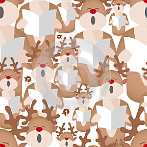 Singing reindeer seamless repeat background