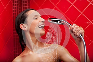 Singing in shower.