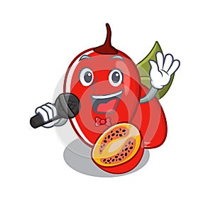 Singing tamarillo betaceum isolated in the cartoon