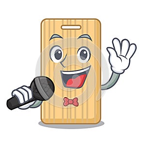 Singing wooden cutting board mascot cartoon