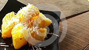 Singkong keju. Cheese-studded fried cassava photo