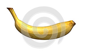 Single banana against white background