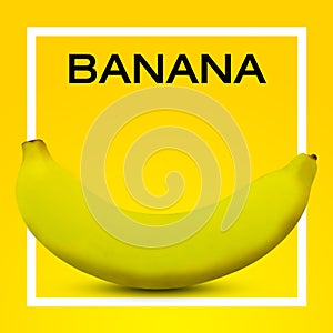 Single banana against yellow background., Design.