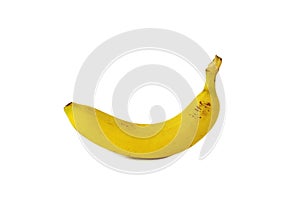 Single banana isolated on white background