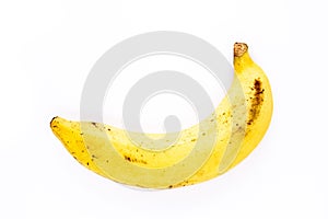 Single banana ripe on white background