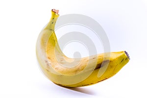 Single Banana Yellow Ripe Fresh Fruit Isolated White Background