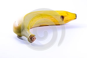 Single Banana Yellow Ripe Fresh Fruit Isolated White Background