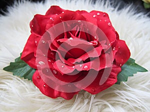 Beautiful pretty red rose flower hair clip