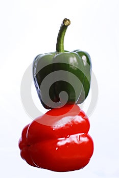 Single bell pepper isolated on white background