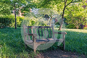 Single bench in the park.