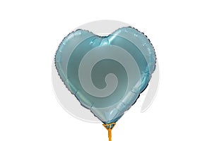 Single big blue heart balloon isolated on a white background