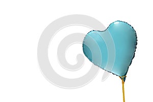 Single big blue heart balloon isolated on a white background