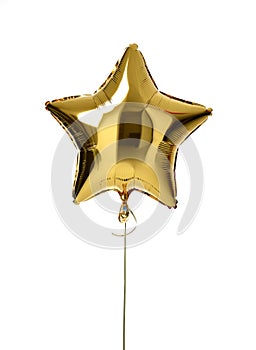 Single big gold star balloon object for birthday party