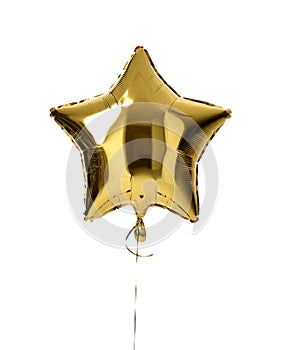 Single big gold star balloon object for birthday party