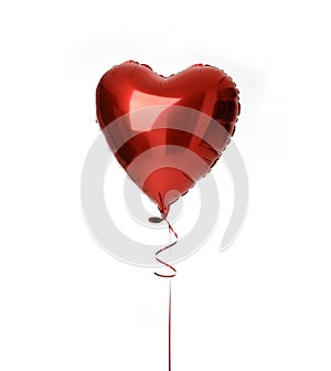 Single big red heart balloon object for birthday isolated