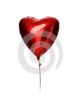 Single big red heart balloon object for birthday isolated