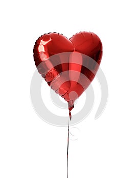 Single big red heart balloon object for birthday isolated