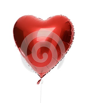 Single big red heart balloon object for birthday isolated