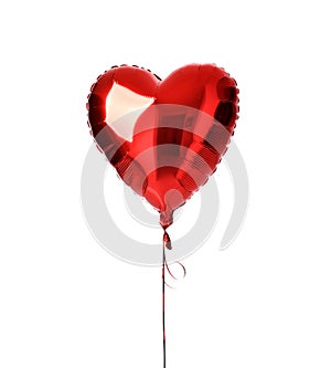 Single big red heart balloon object for birthday isolated