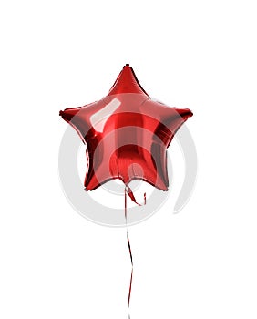 Single big red star balloon ballon object for birthday isolated