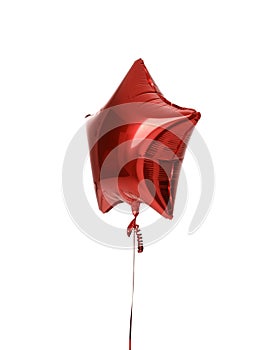 Single big red star balloon object for birthday isolated