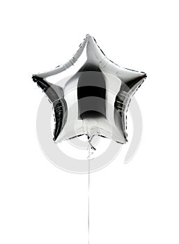 Single big silver star balloon object for birthday party