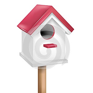 Single birdhouse isolated