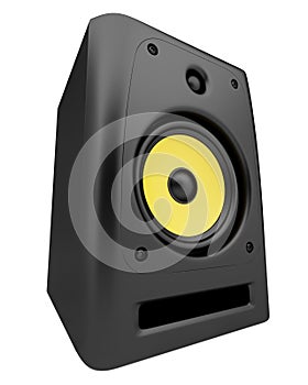 Single black audio speaker isolated on white