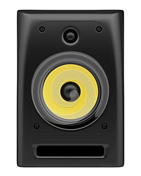 Single black audio speaker isolated on white
