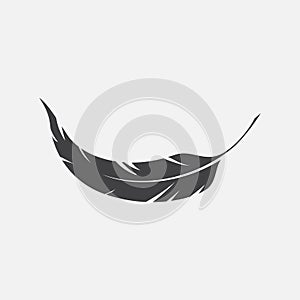 Single black bird feather icon or symbol