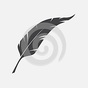 Single black bird feather icon or symbol