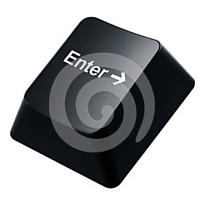Black Enter Key with White Text and Arrow on a White Background keyboard computer