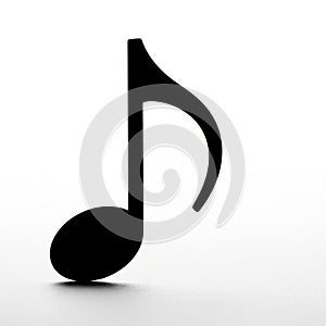Black Eighth Note Musical Symbol Isolated on a White Background quaver